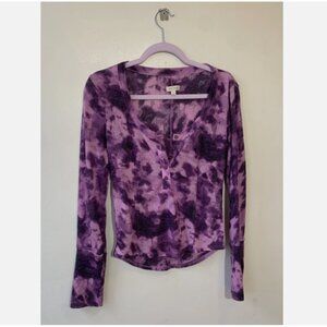 NEW Anthropologie x Pilcro Long Sleeve Tie Dye Henley Button Tee